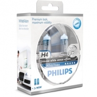 Philips WhiteVision H4 12V 60/55W + W5W T10 Xenon-look 