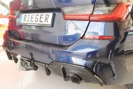 Takaspoileri BMW 3-srj G20/G21 vm.2019-, m-sport, ulostulot 1x vasen+oikea, vetokoukulla, kiiltävä musta, Rieger