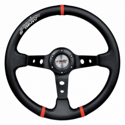 Sport ratti 350mm, syvyys 90mm, musta keinonahka, Simoni Racing