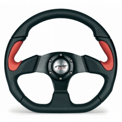 Sport ratti punainen 330mm, musta keinonahka, Simoni Racing