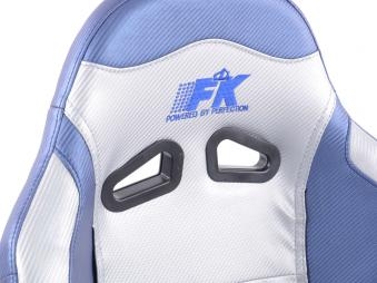 Sportistuimet Spacelook Carbon, tekonahka, harmaa/sininen, FK-automotive
