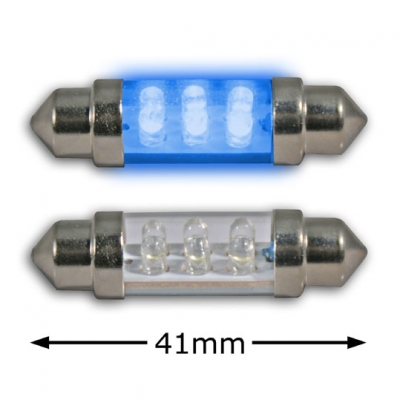 Led tuubipolttimo, 6-Lediä/1,8mm 41mm, 0,48W, väri sininen (2kpl)