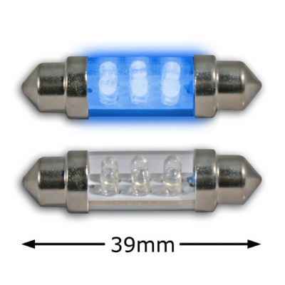 Led tuubipolttimo, 6-Lediä/1,8mm 39mm, 0,48W, väri sininen