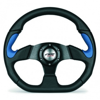 Sport ratti sininen 330mm, musta keinonahka, Simoni Racing