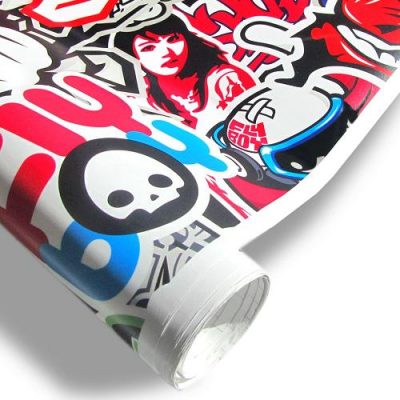 Sticker Bomb, tarrakalvo 152 x 200cm värikäs